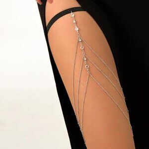 3/$35 Sexy Beach Geometric Rhinestone Thigh Chain Leg Body Silver Plated Jewelry